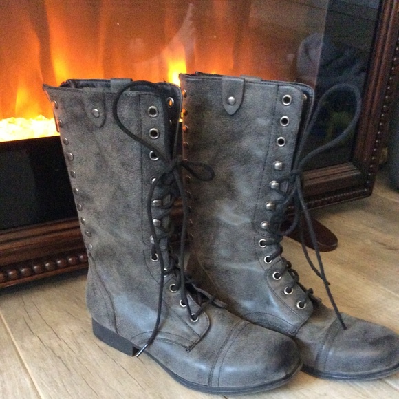 Madden Girl Shoes - Madden Girl Grey Combat Boots